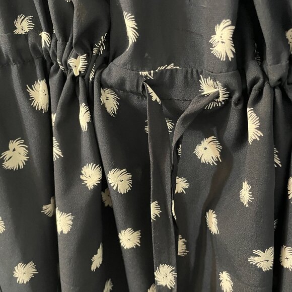 Rebecca Taylor Dandelion-Print Silk Shirtdress, Black 12 - Picture 5 of 7